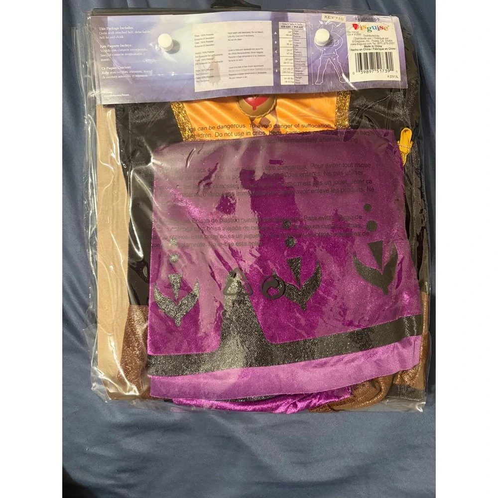 Disney Frozen Anna Deluxe Child Costume Disguise Girls Size S 4-6X Dress & Cape
